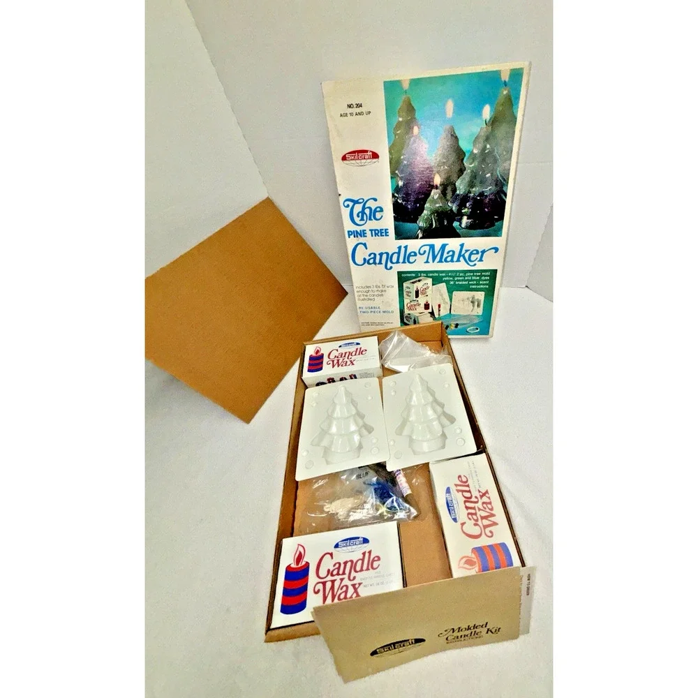 Vtg Skil Craft Candle Maker Kit 204 Pine Tree Candle Kit Unused Old Stock 1973